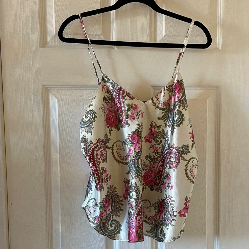 Vintage 1980s 1990s satin cami camisole floral paisley lingerie - Picture 1 of 5